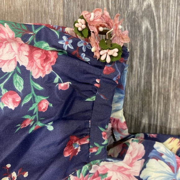 Vintage 90s Floral Puff-Sleeve Dress with Sash Garden Party - Picture 4 of 4